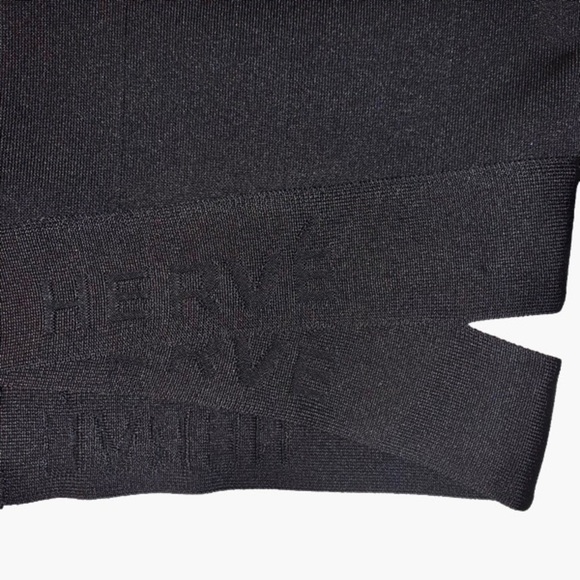 NWT HERVE LEGER BLACK LONG SLEEVE BANDAGE BODYCON CROP TOP EMBROID… - Picture 8 of 12